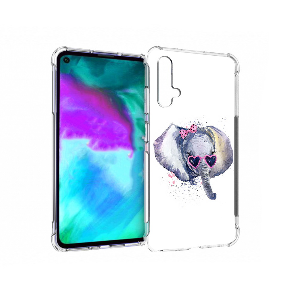 

Чехол бампер MyPads слоник в очках для Huawei nova 5T противоуда, Прозрачный, Tocco