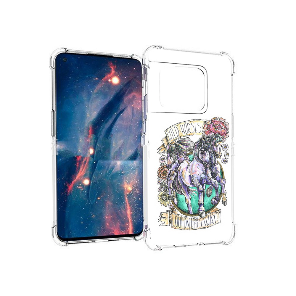 

Чехол MyPads Tocco для OnePlus 10 Pro рисунок коней в цветах (PT224239.133.582), Прозрачный, Tocco