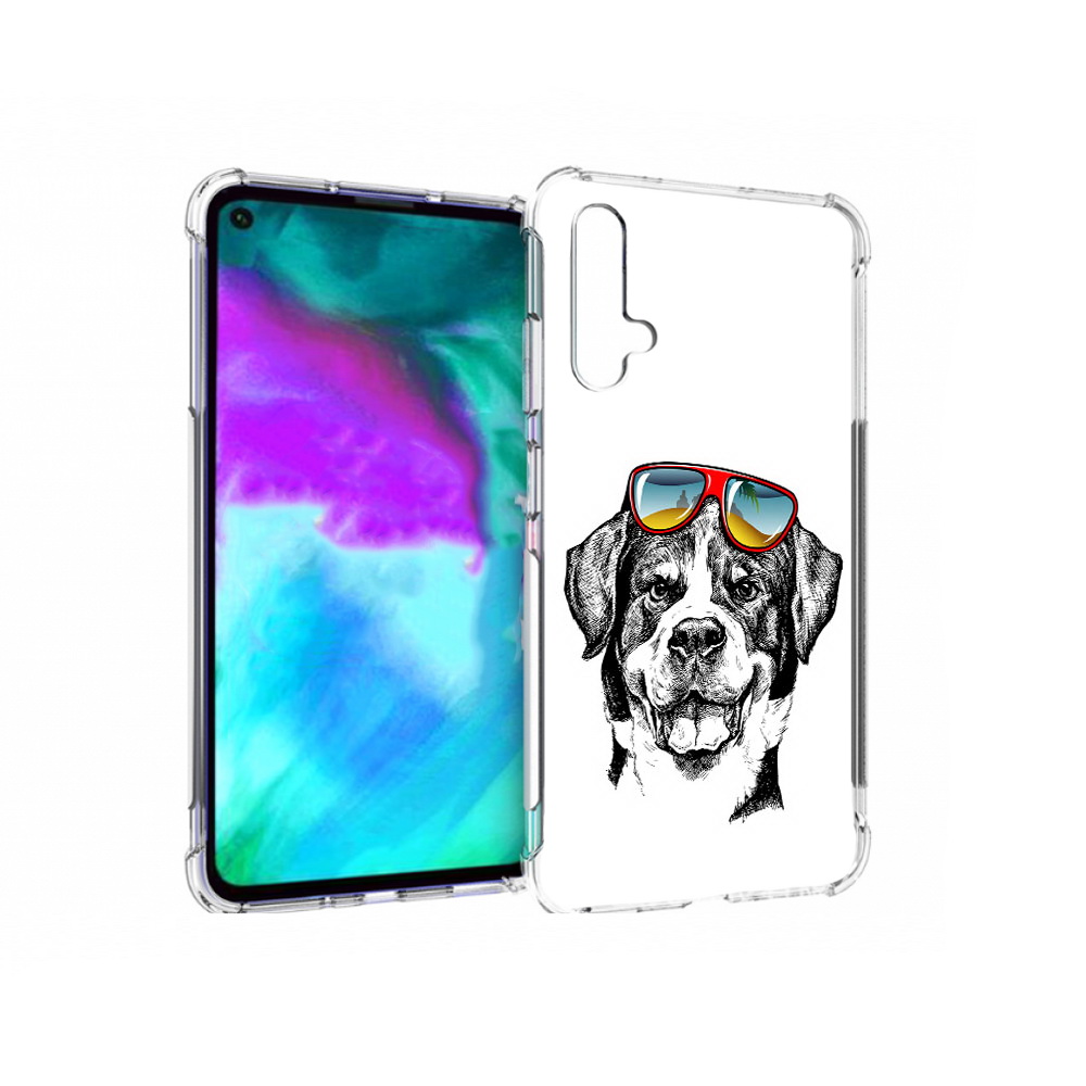 

Чехол бампер MyPads счастливая собака для Huawei nova 5T противо, Прозрачный, Tocco