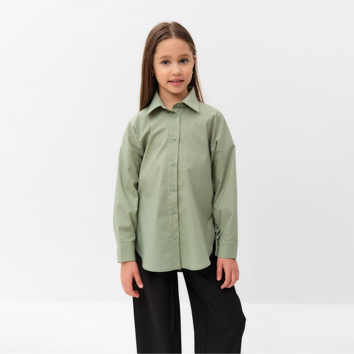 MINAKU Рубашка для девочки MINAKU цвет оливковый, рост 128 см