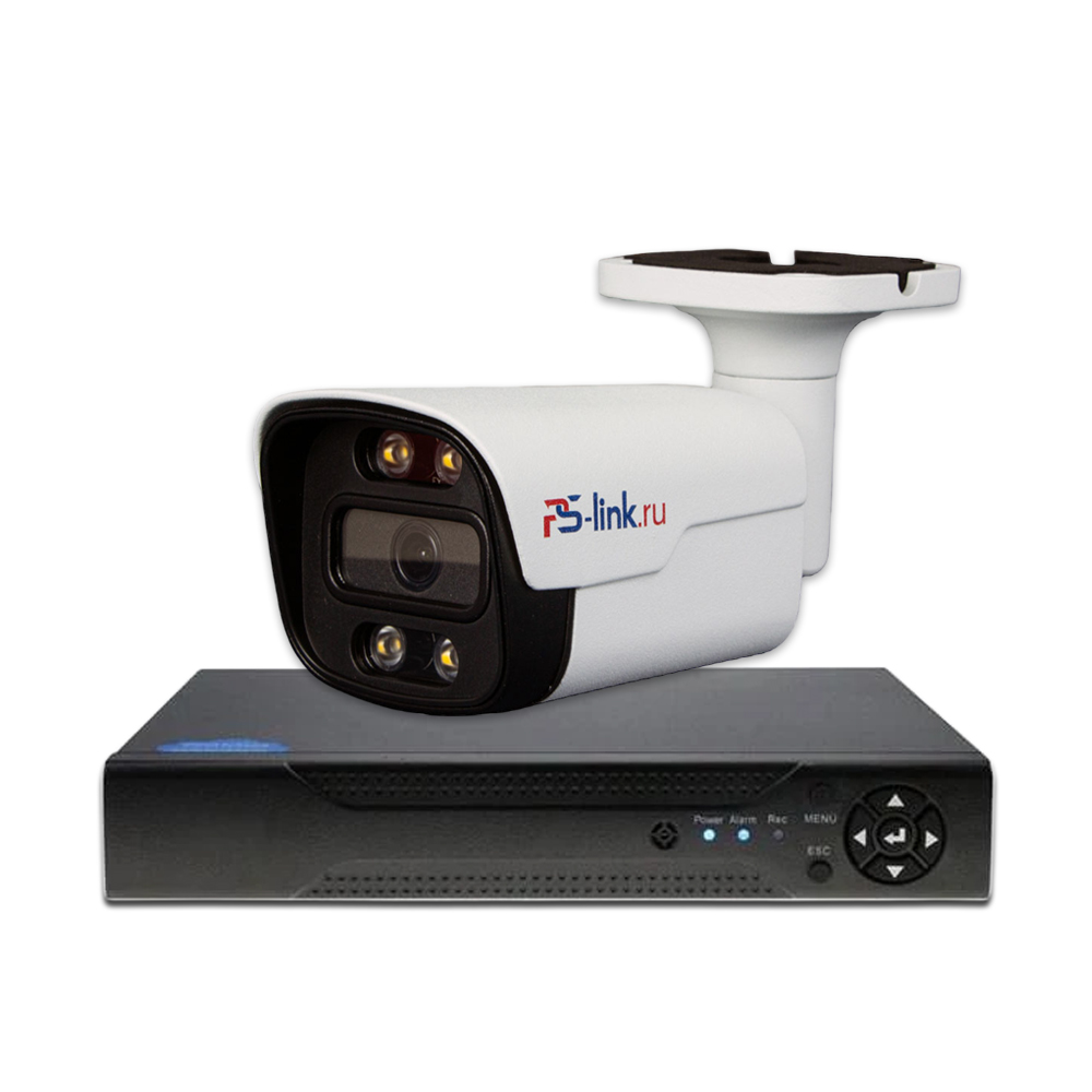 

Комплект видеонаблюдения AHD 2Мп Ps-Link KIT-C201HDC 1 уличная камера FullColor, Белый, KIT-C201HDC