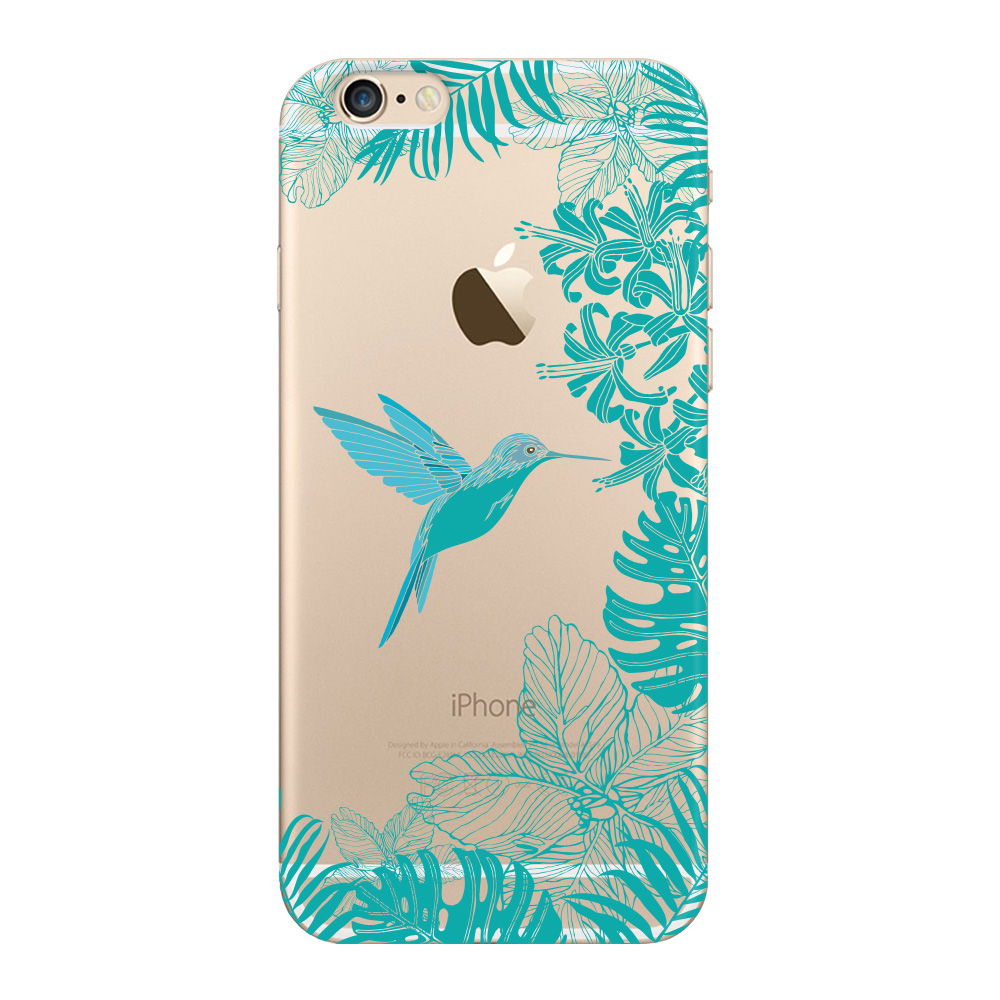 

Чехол и защитная пленка для Apple iPhone 6 Deppa Art Case Jungle колибри, Прозрачный