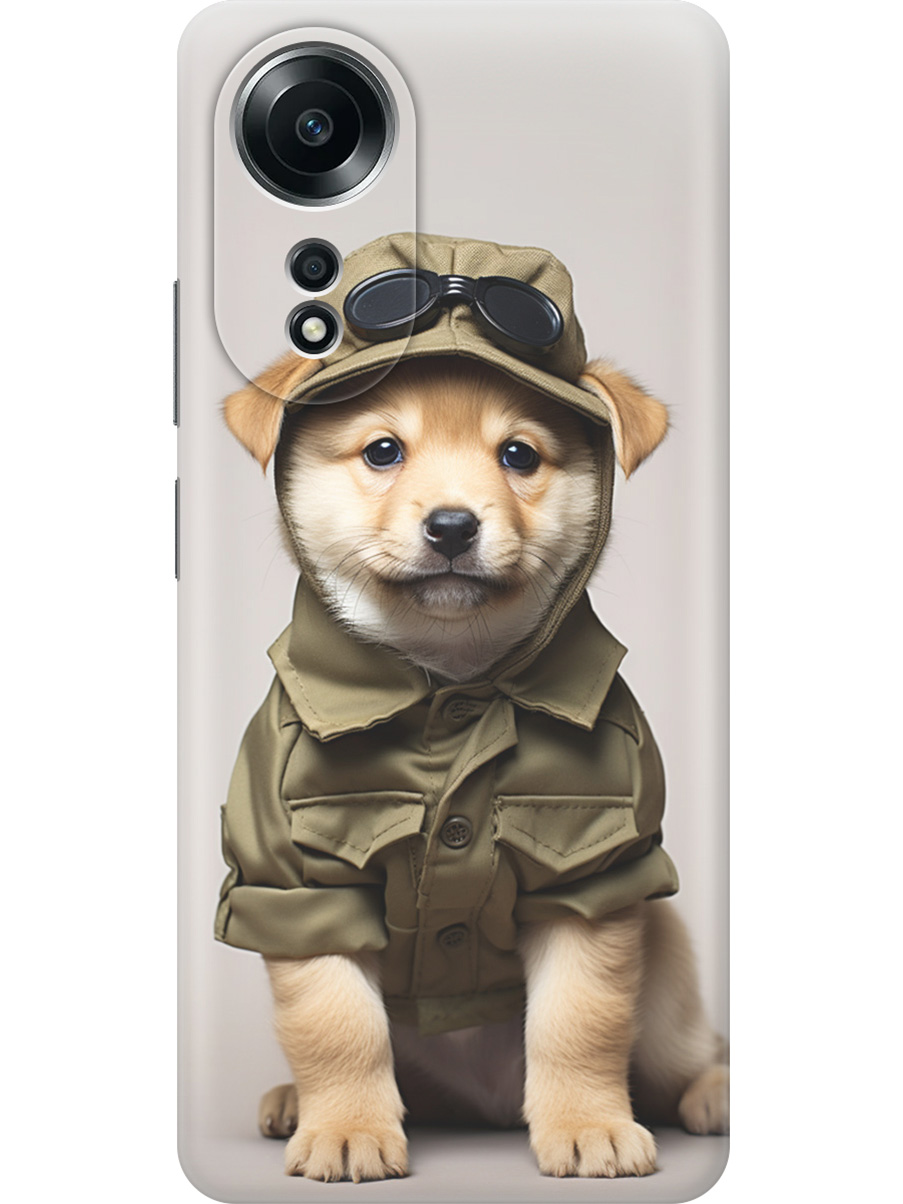 

Силиконовый чехол на Oppo A58 4G с принтом "Щенок в форме", Прозрачный;серый;зеленый, 782630011