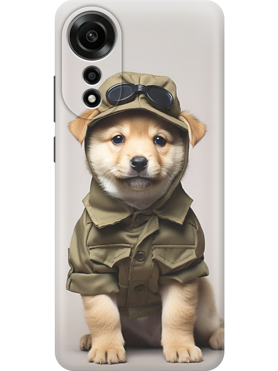 

Силиконовый чехол на Oppo A78 4G с принтом "Щенок в форме", Прозрачный;серый;зеленый, 782629411