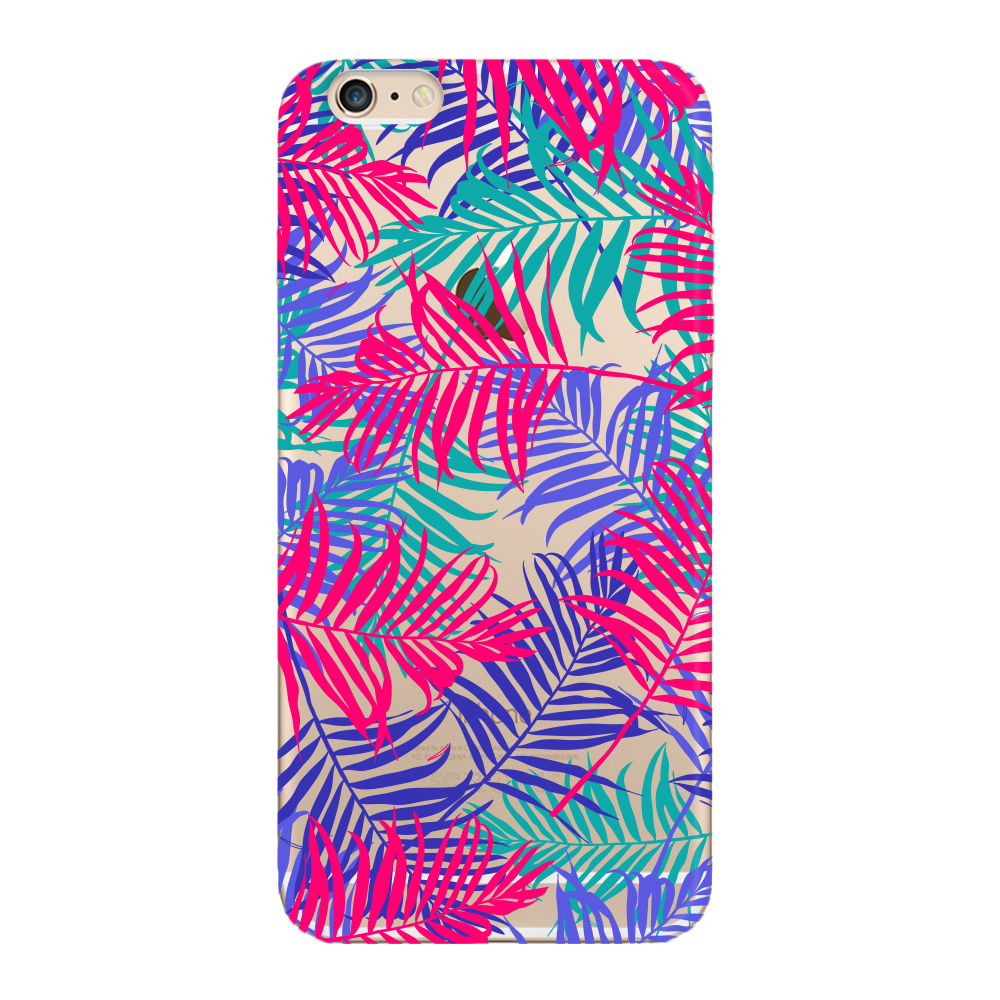 

Чехол и защитная пленка для Apple iPhone 6 Plus Deppa Art Case Jungle пальмы, Прозрачный