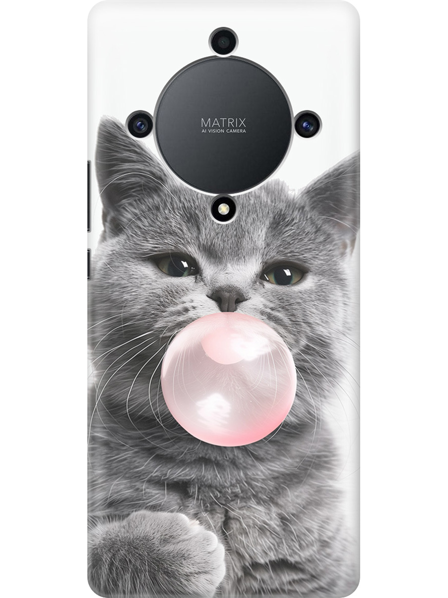 

Силиконовый чехол на Honor X9a / Magic5 Lite с принтом "Котик и жвачка", Прозрачный;белый;розовый;серый, 769394711