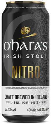 

Пиво Carlow O'Hara's Irish Stout Nitro ж/б 4,3% 0,44 л, Темное