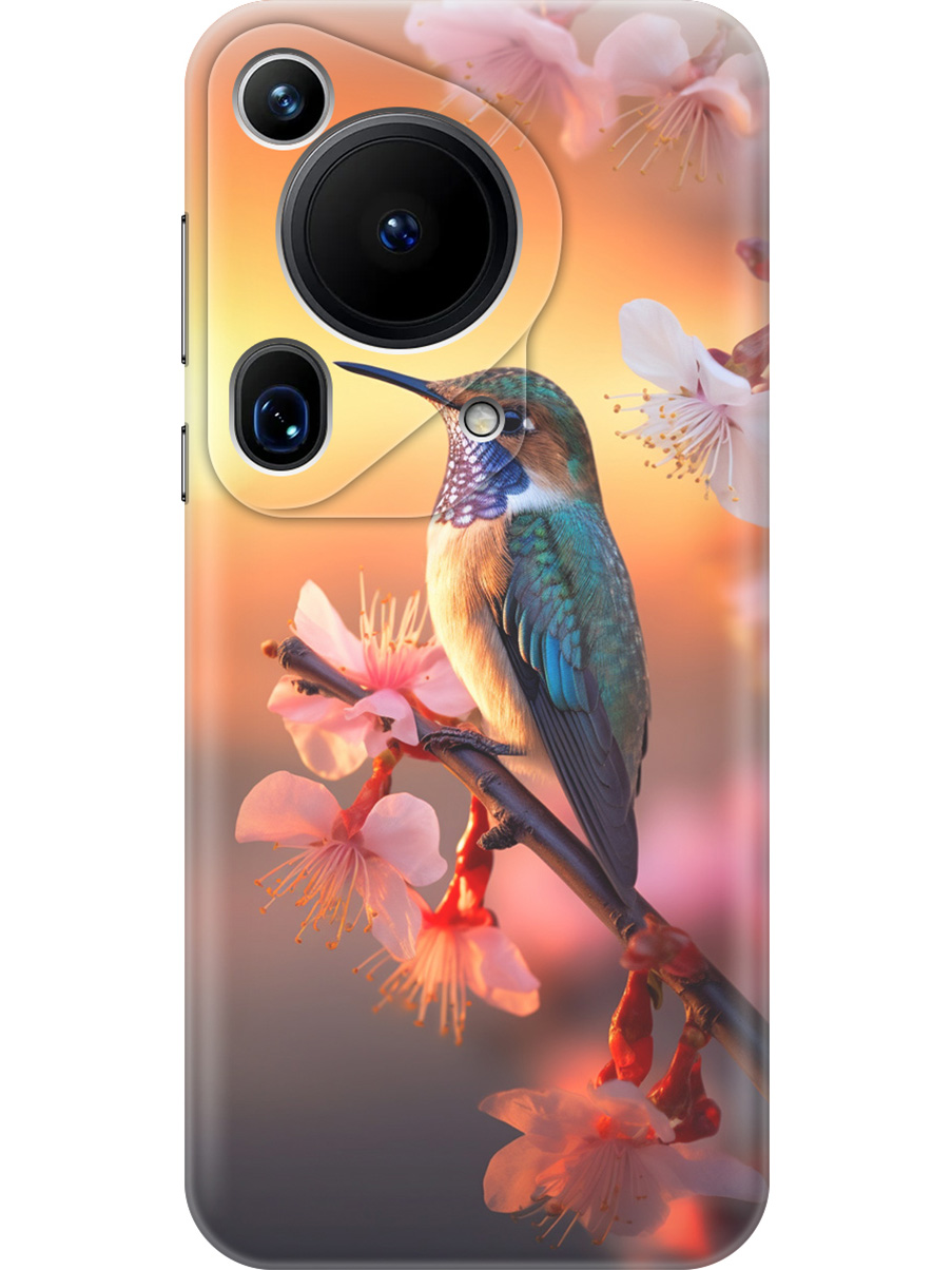 

Силиконовый чехол на Huawei Pura 70 Ultra с принтом "Птичка и закат", Прозрачный;желтый;красный, 782625821