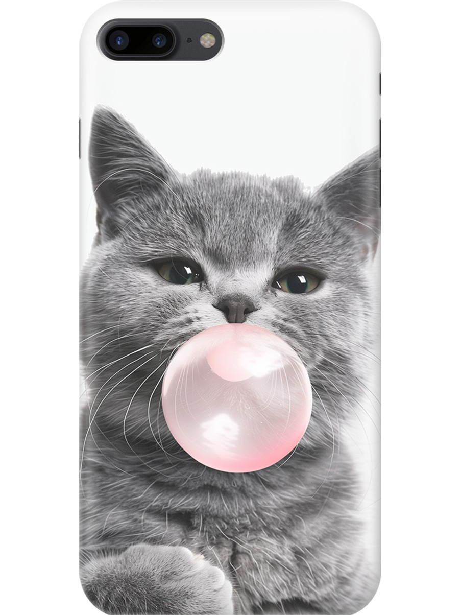 

Силиконовый чехол на Apple iPhone 8 Plus / 7 Plus с принтом "Котик и жвачка", Прозрачный;белый;розовый;серый, 712479411
