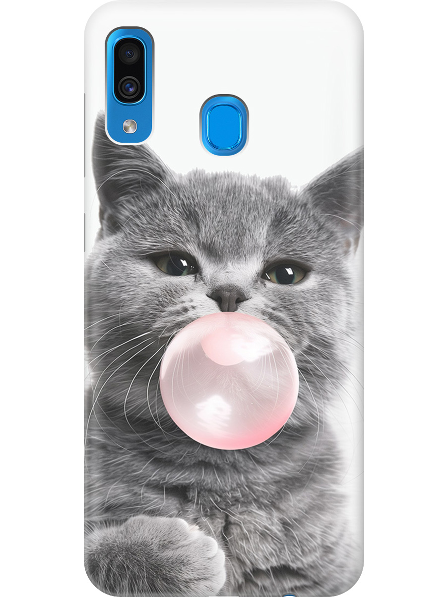 

Силиконовый чехол на Samsung Galaxy A20 / A30 с принтом "Котик и жвачка", Прозрачный;белый;розовый;серый, 720772111