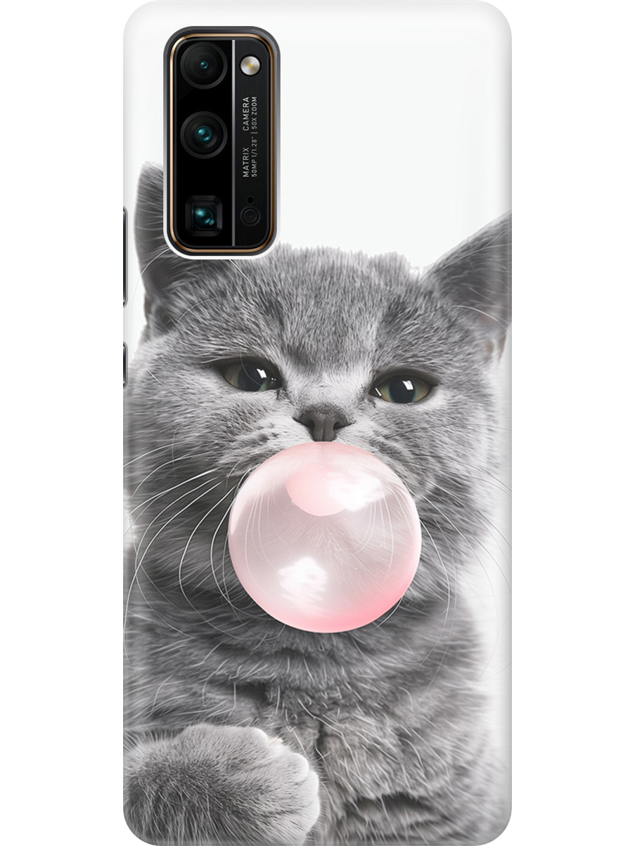 

Силиконовый чехол на Honor 30 Pro+ с принтом "Котик и жвачка", Прозрачный;белый;розовый;серый, 722945911