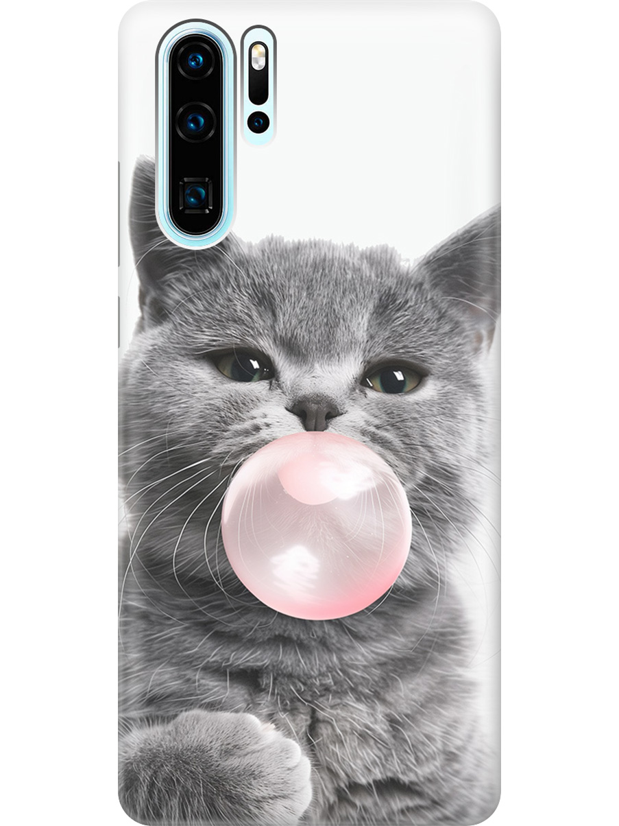 

Силиконовый чехол на Huawei P30 Pro с принтом "Котик и жвачка", Прозрачный;белый;розовый;серый, 720762411