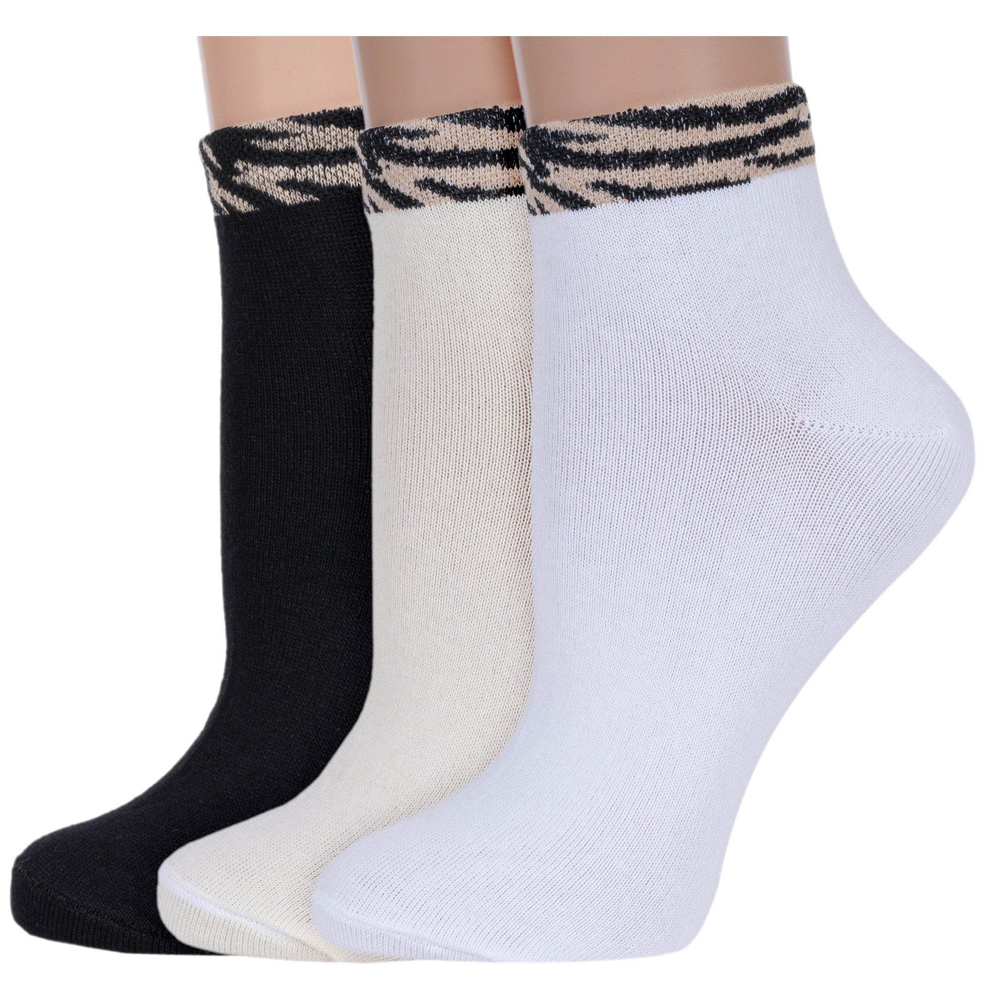 Комплект носков женских Альтаир 3-А210 бежевых; белых; черных 35-37