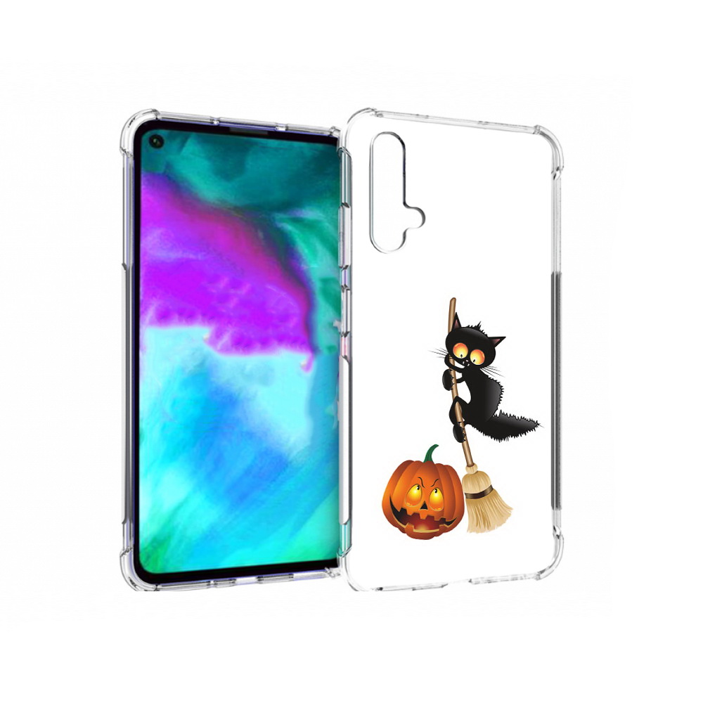 

Чехол бампер MyPads хэлуинский котик для Huawei nova 5T противоу, Прозрачный, Tocco