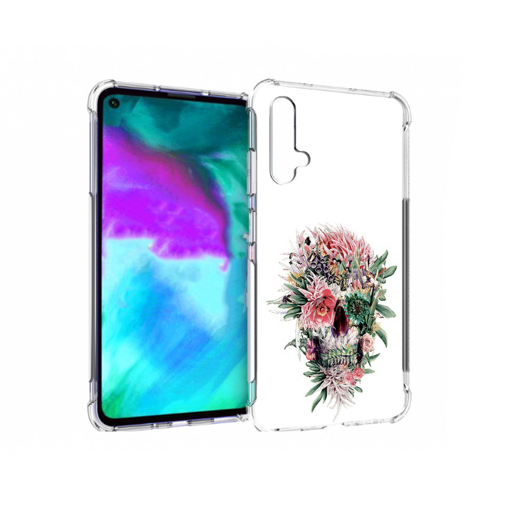 

Чехол бампер MyPads череп из цветов для Huawei nova 5T противоуд, Прозрачный, Tocco