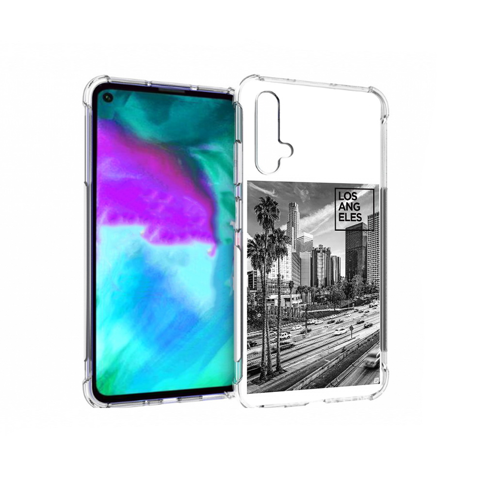 

Чехол бампер MyPads черно белый лос анджелес для Huawei nova 5T, Прозрачный, Tocco