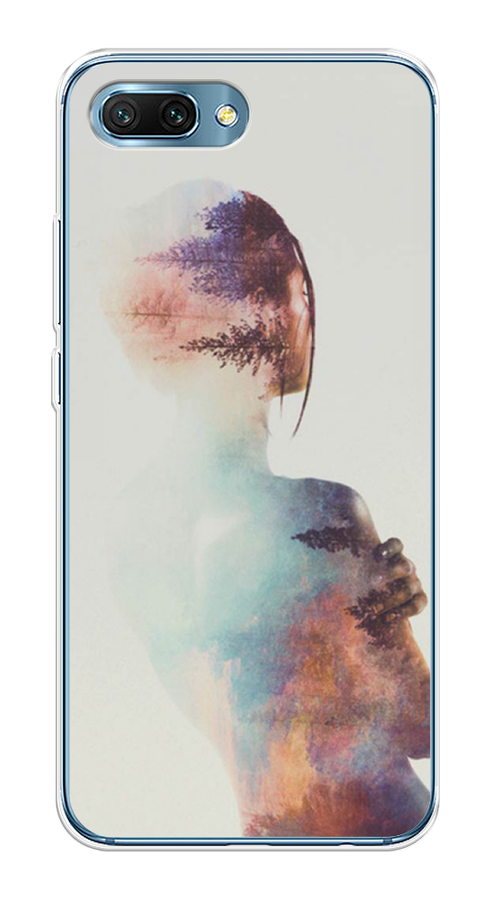

Чехол на Honor 10 "Девушка-лес", Розовый;голубой;серый, 65350-1