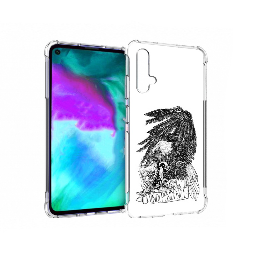 

Чехол бампер MyPads черно белый сокол для Huawei nova 5T противо, Прозрачный, Tocco