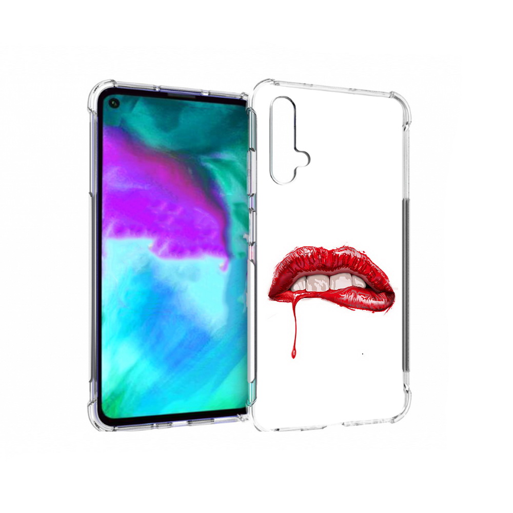 

Чехол бампер MyPads яркие красные губы для Huawei nova 5T против, Прозрачный, Tocco