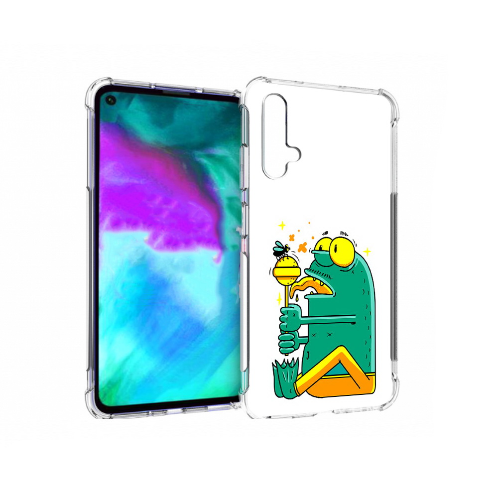 

Чехол бампер MyPads Зеленая лягушка с чупа чупсом для Huawei nov, Прозрачный, Tocco
