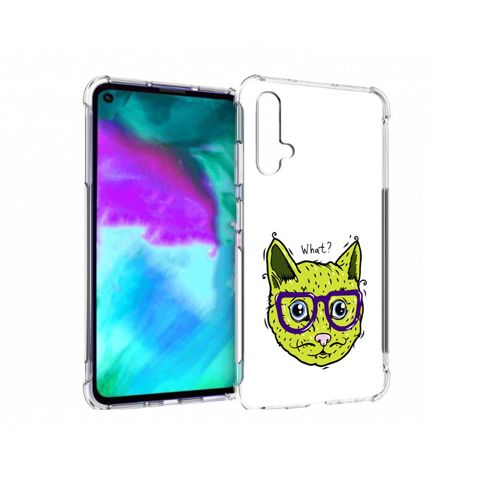 

Чехол бампер MyPads Зеленый кот для Huawei nova 5T противоударный, Прозрачный, Tocco