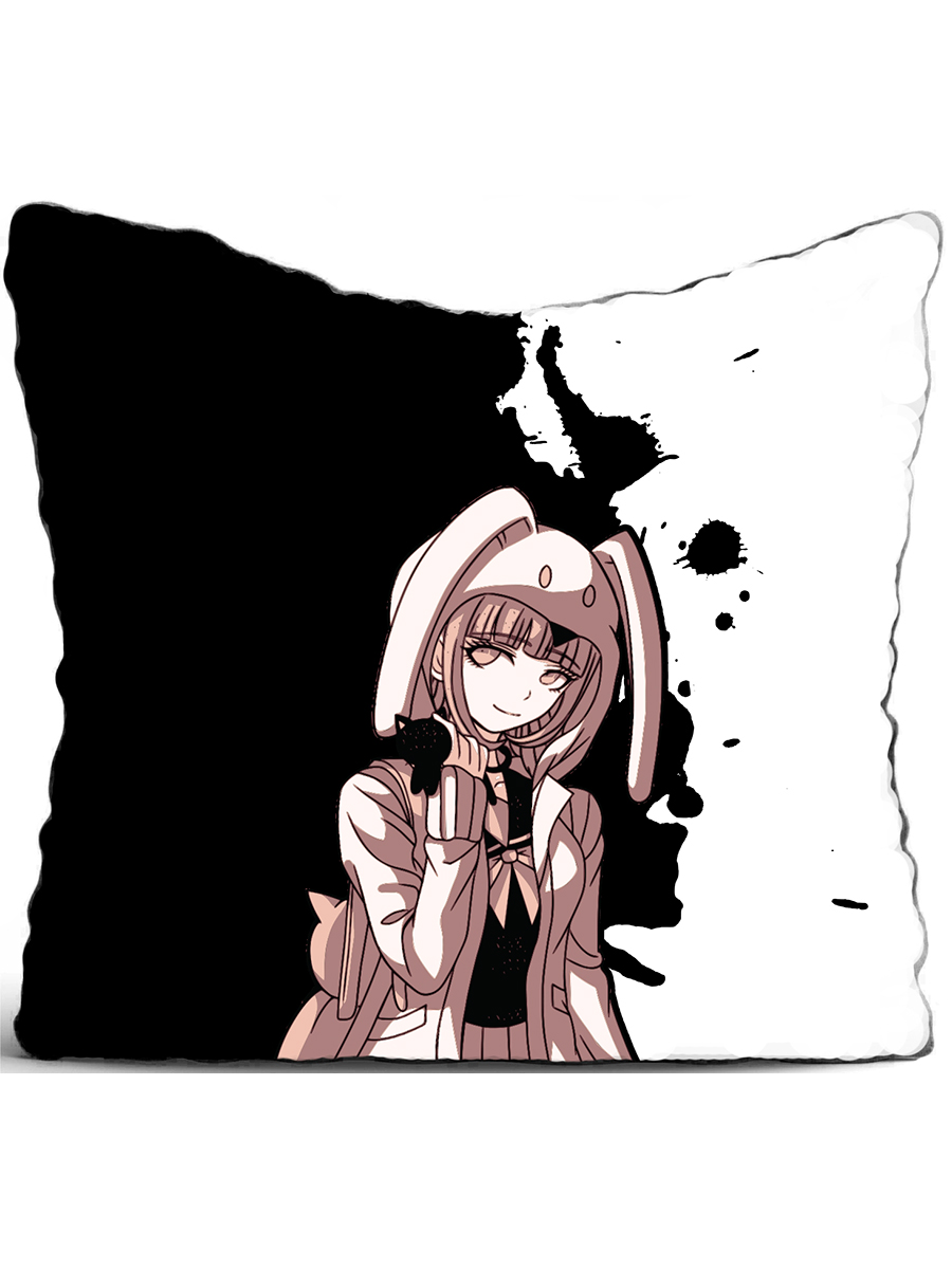 фото Подушка декоративная drabs anime, черно белая девушка с ушками