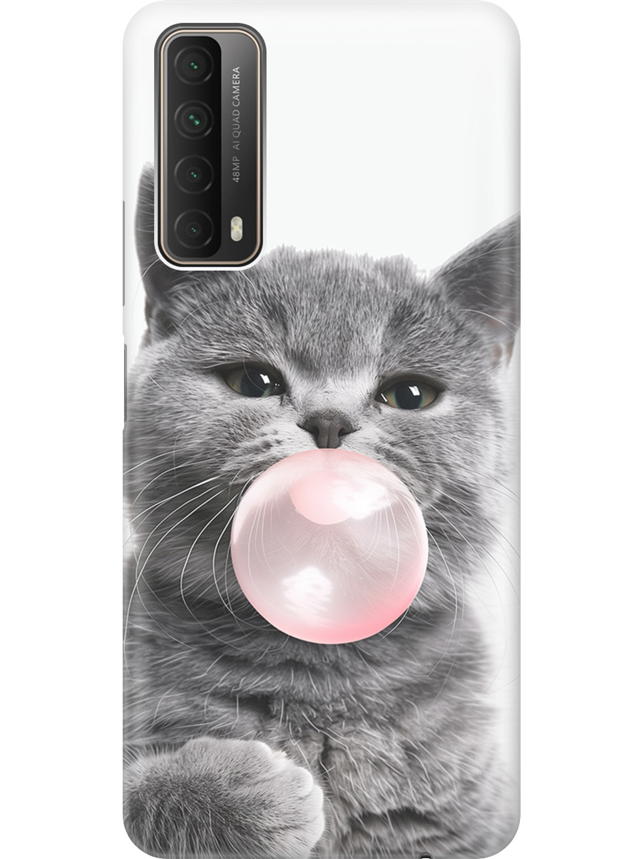 

Силиконовый чехол на Huawei P Smart (2021) с принтом "Котик и жвачка", Прозрачный;белый;розовый;серый, 723603011