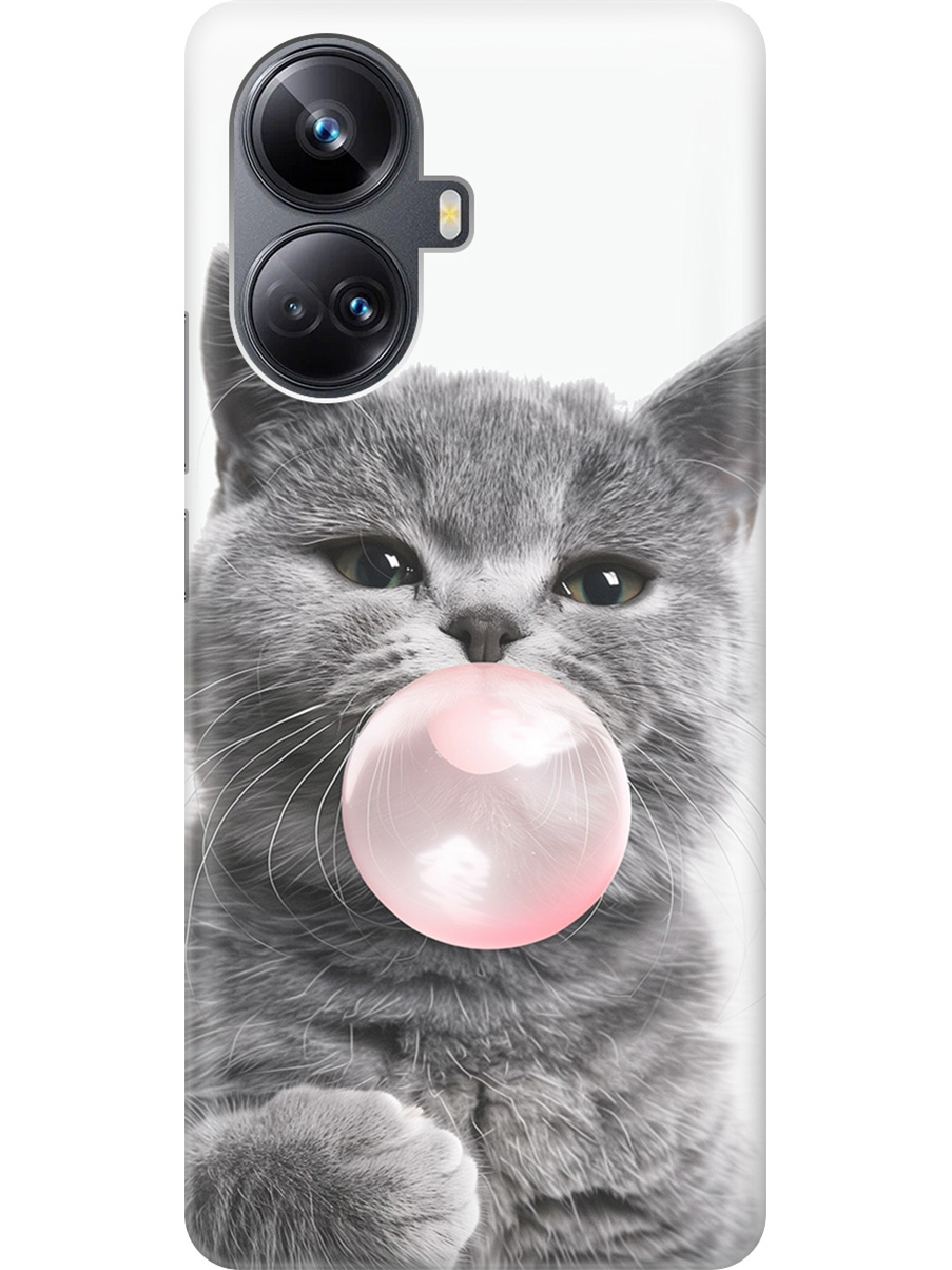 

Силиконовый чехол на Realme 10 Pro+ с принтом "Котик и жвачка", Прозрачный;белый;розовый;серый, 768741911