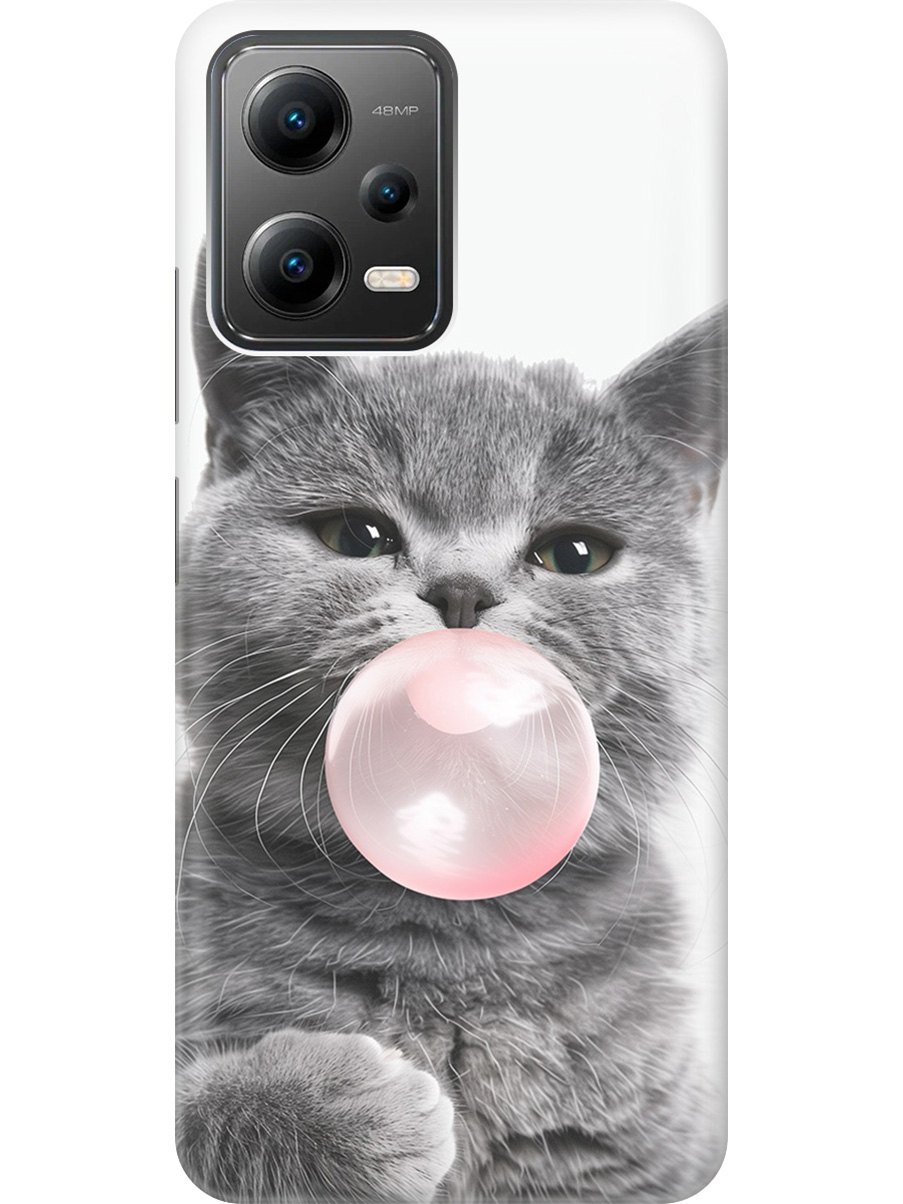 

Силиконовый чехол на Xiaomi Poco X5 5G с принтом "Котик и жвачка", Прозрачный;белый;розовый;серый, 767959611