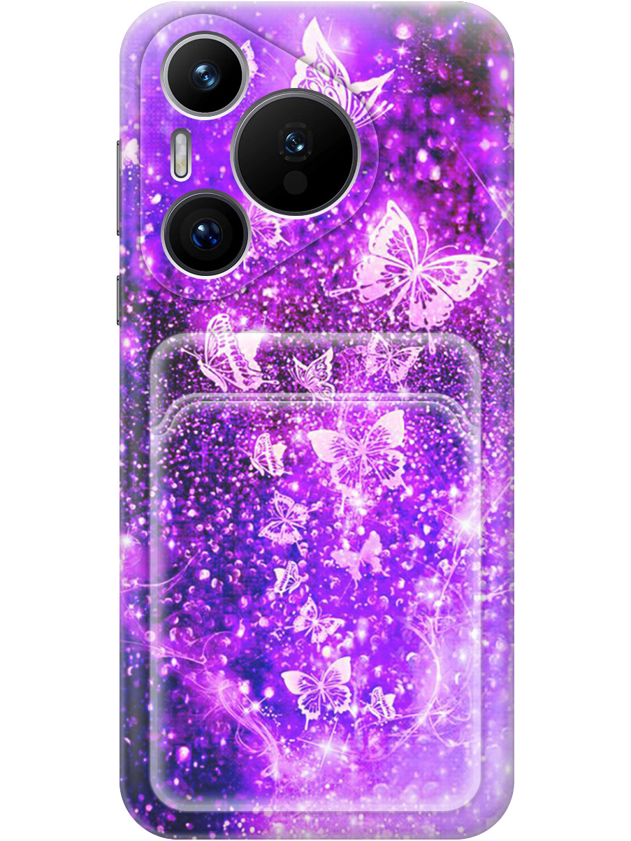 

Силиконовый чехол на Huawei Pura 70 с принтом с карманом для карты прозрачный 793015, Прозрачный;фиолетовый;черный, 782624621