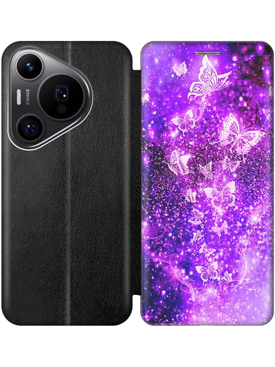 

Чехол-книжка на Huawei Pura 70 Pro / 70 Pro+ с принтом "Фиолетовые бабочки" черный, Черный;фиолетовый, 782625221