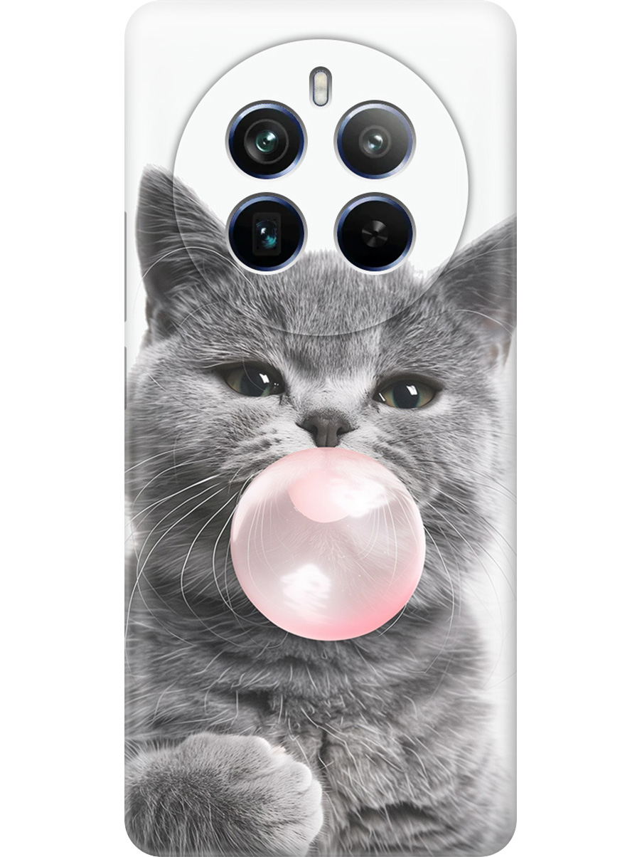 

Силиконовый чехол на Realme 12 Pro 5g / 12 Pro+ 5g с принтом "Котик и жвачка", Прозрачный;белый;розовый;серый, 782631811