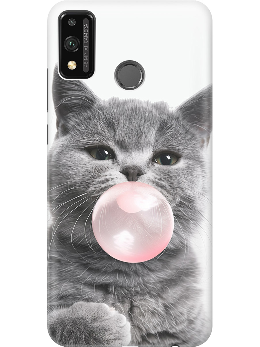 

Силиконовый чехол на Honor 9X Lite с принтом "Котик и жвачка", Прозрачный;белый;розовый;серый, 723565411