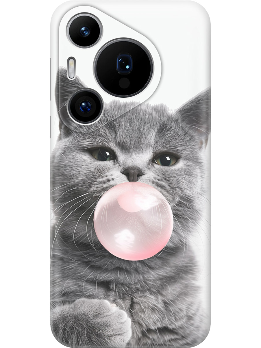 

Силиконовый чехол на Huawei Pura 70 Pro / 70 Pro+ с принтом "Котик и жвачка", Прозрачный;белый;розовый;серый, 782625211