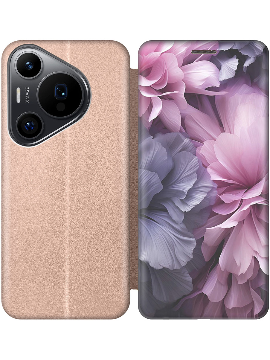 

Чехол-книжка на Huawei Pura 70 Pro / 70 Pro+ с принтом "Розово-фиолетовые цветы" золотой, Золотистый;розовый;фиолетовый, 782625221