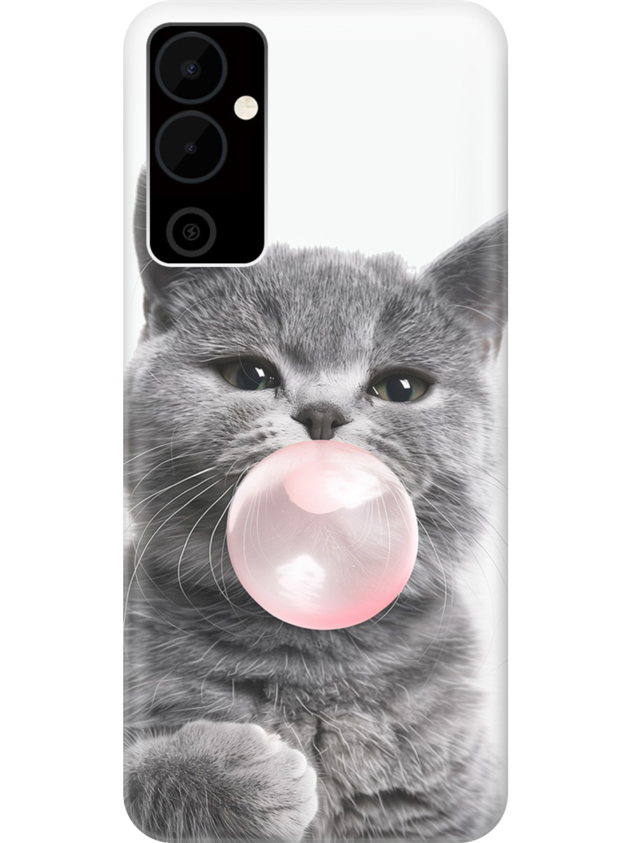 

Силиконовый чехол на Tecno Pova Neo 2 с принтом "Котик и жвачка", Прозрачный;белый;розовый;серый, 778682411
