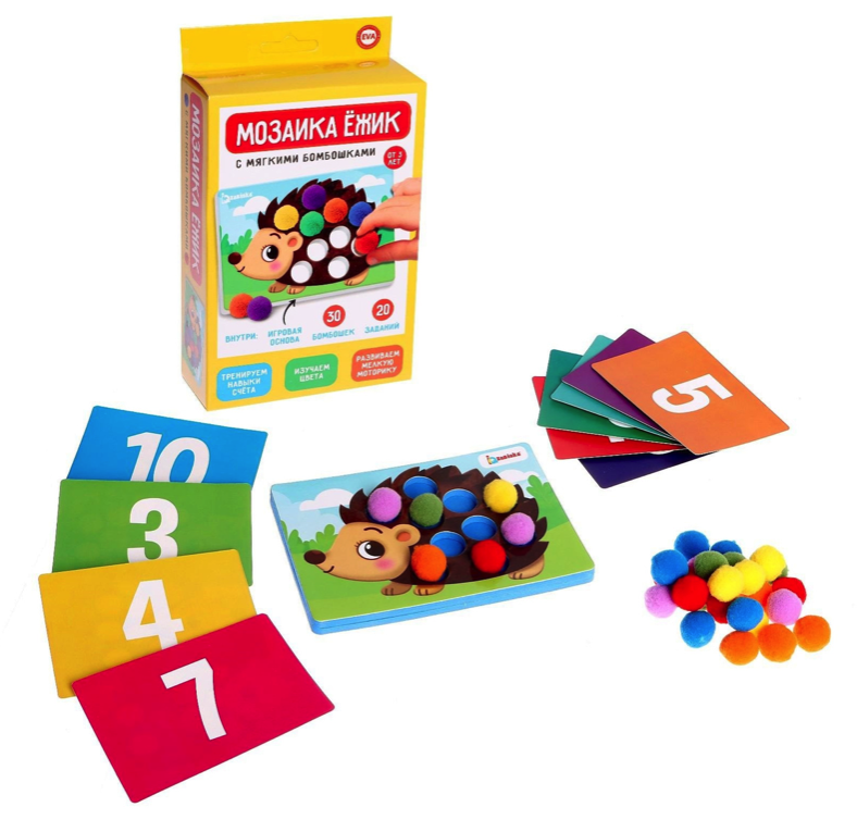 

Развивающая игра ZABIAKA Ежик, мозаика с мягкими бомбошками 5799887