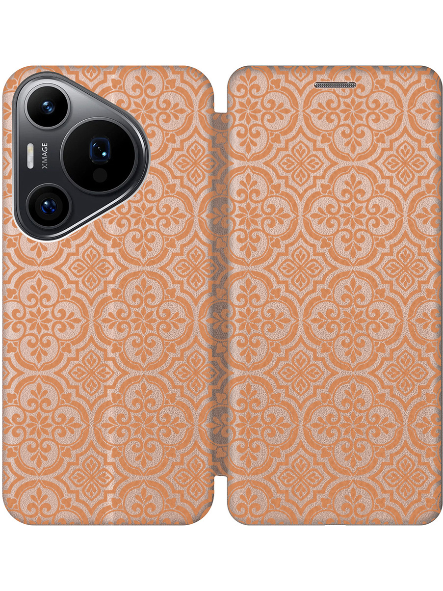 

Чехол-книжка на Huawei Pura 70 Pro / 70 Pro+ с принтом "Элегантный орнамент" золотой, Золотистый, 782625232