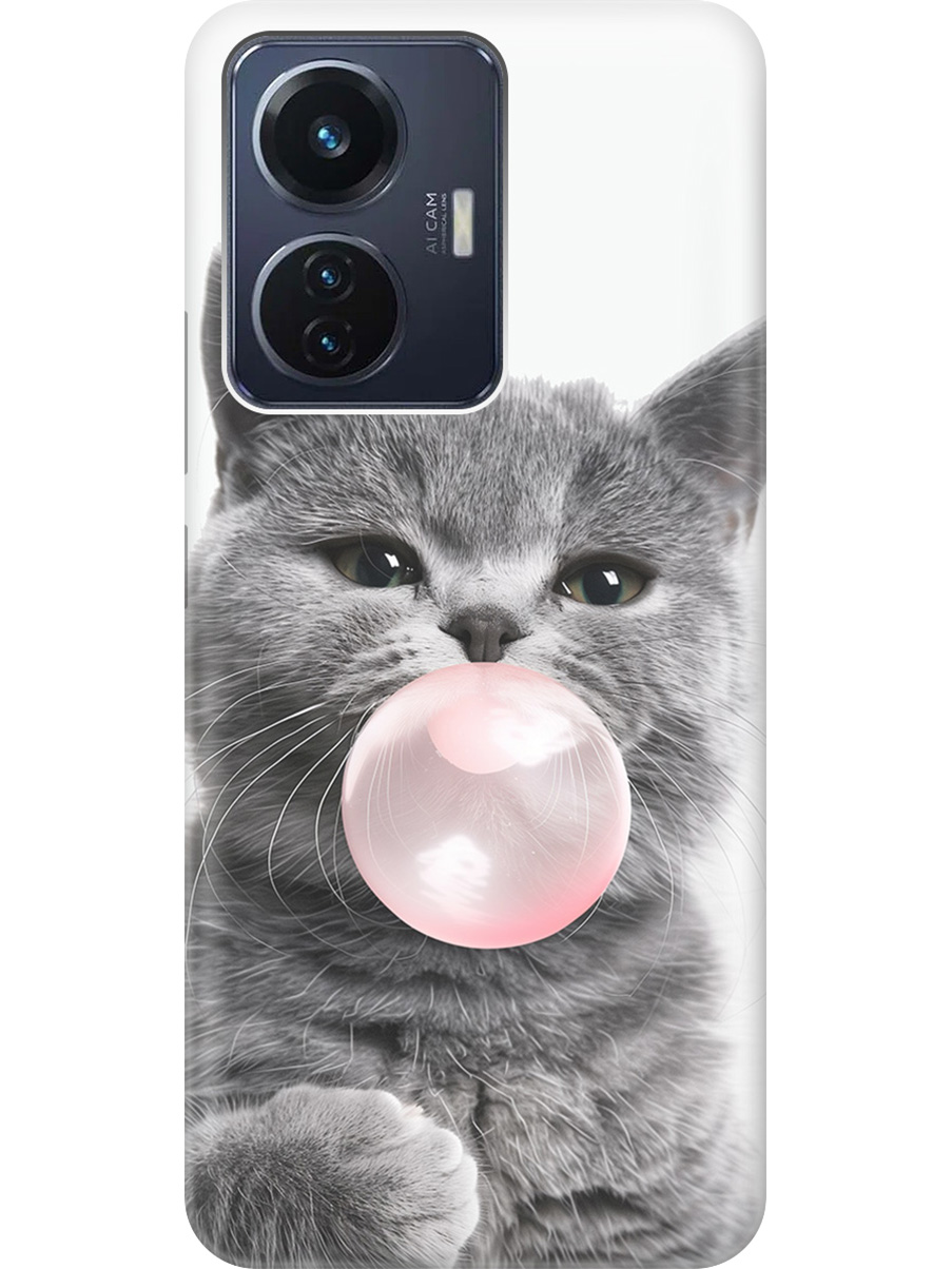 

Силиконовый чехол на Vivo T1 с принтом "Котик и жвачка", Прозрачный;белый;розовый;серый, 743437811
