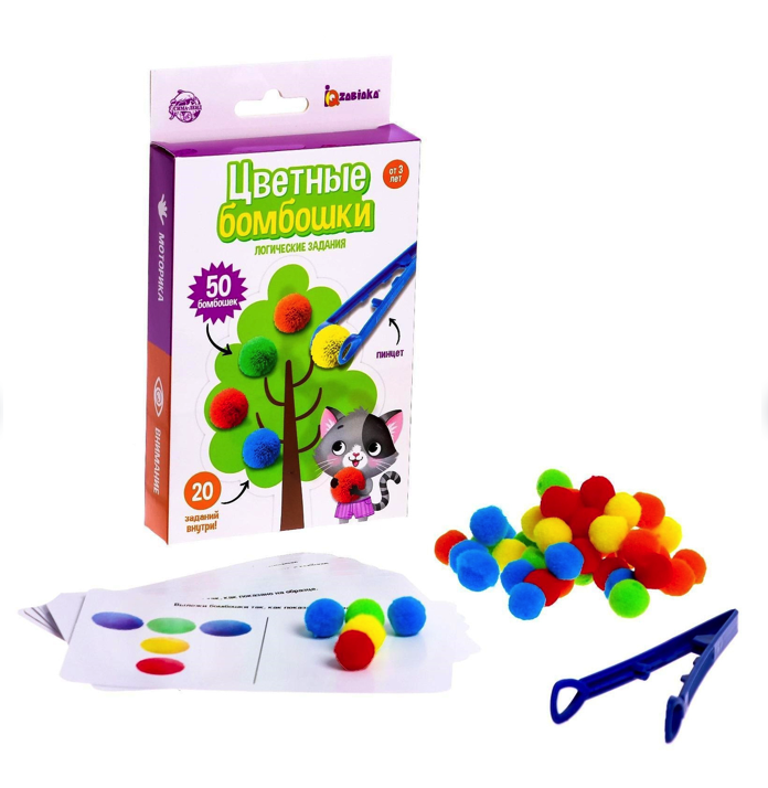 

Развивающая игра ZABIAKA Цветные бомбошки, логические задания 6343306