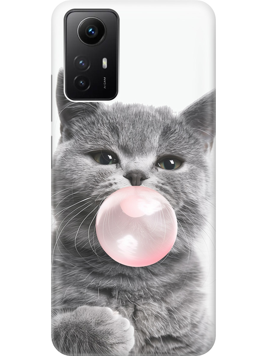 

Силиконовый чехол на Xiaomi Redmi Note 12s с принтом "Котик и жвачка", Прозрачный;белый;розовый;серый, 778676911