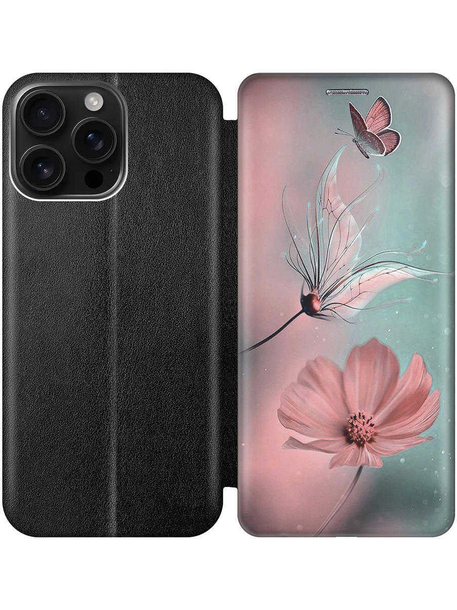 

Чехол-книжка на Apple iPhone 16 Pro Max с принтом "Бабочка и цветы" черный, Черный;голубой;розовый;серый, 785198322