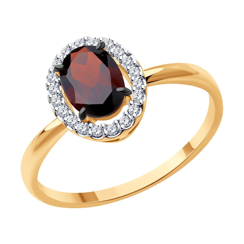 

Кольцо из золота р.  Diamant 51-310-02049-3, фианит\гранат, 51-310-02049-3