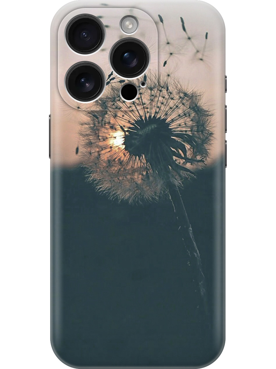 

Силиконовый чехол на Apple iPhone 16 Pro с принтом "Одуванчик на закате", Прозрачный;серый;черный, 785197722