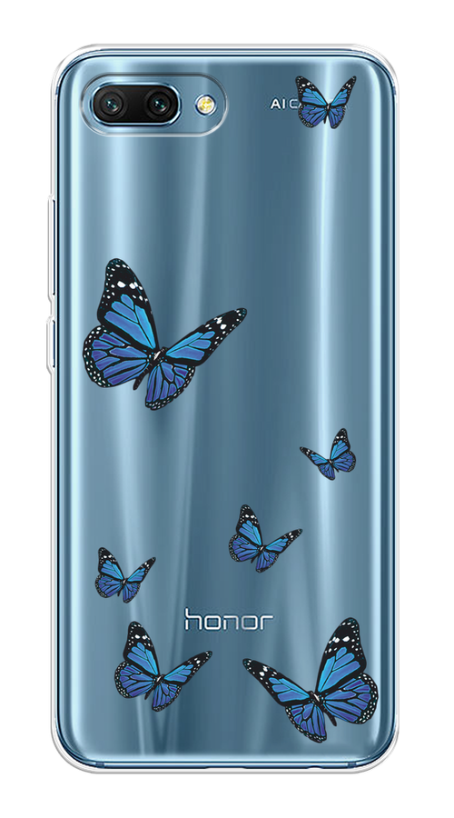 

Чехол на Honor 10 "Blue butterflies", Синий;черный, 65350-1
