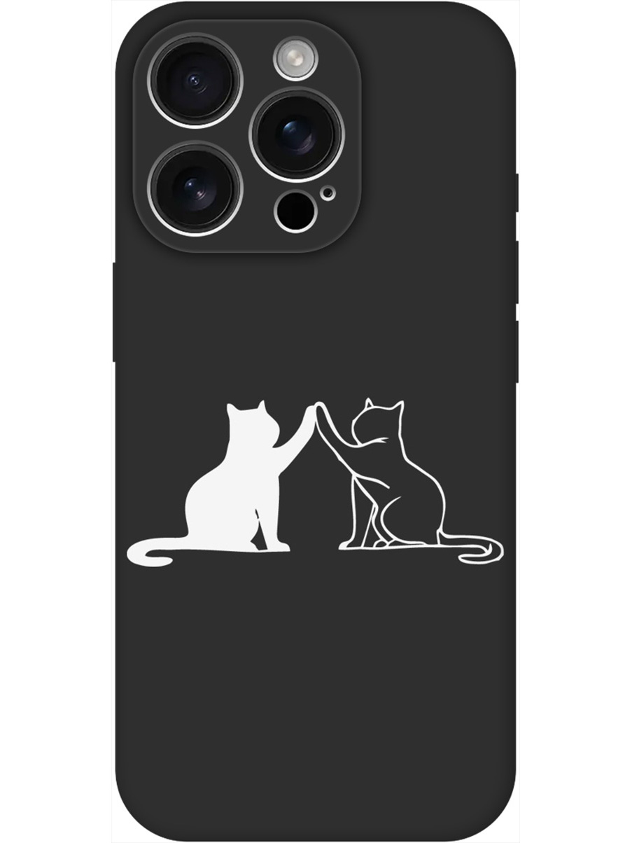 

Силиконовый чехол на Apple iPhone 16 Pro с принтом "Кошки" матовый черный, Черный;белый;серый, 785197771