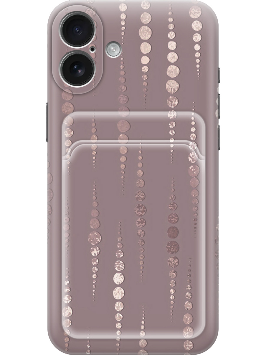 

Силиконовый чехол на Apple iPhone 16 Plus с принтом с карманом для карты 826078, Прозрачный;белый;розовый, 785197131
