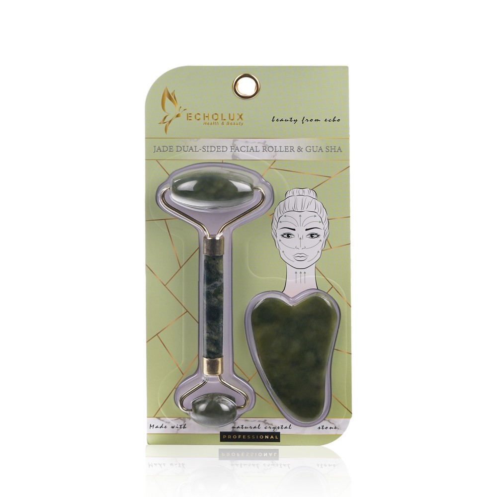 Косметический набор для массажа из нефрита Echo роллер Скребок Гуаша snip snap массажер гуаша сердце стекло