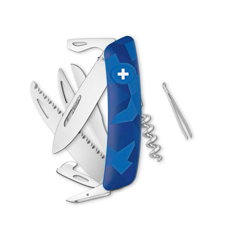 фото Швейцарский нож swiza d09 camouflage, 95 мм, 13 функций, камо синий (kni.0130.2030)