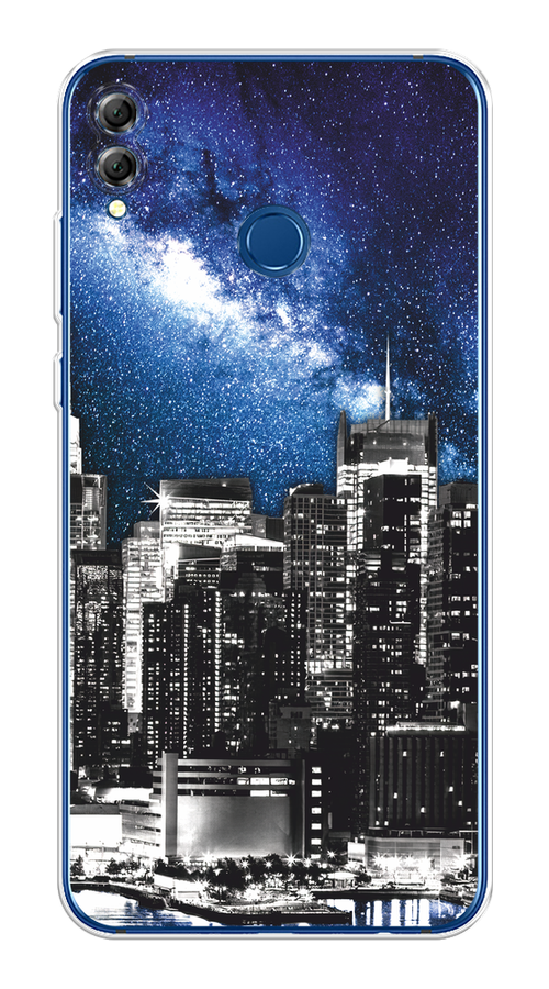

Чехол на Honor 8X "Космический Нью-Йорк", Синий;серый, 66750-1
